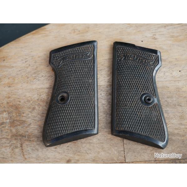 Paire de plaquettes de Pistolet WALTHER PP ancienne, priode WW2