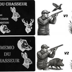 Promo ! Mémo Chasseur en aluminium gravé au laser (Recto / Verso)