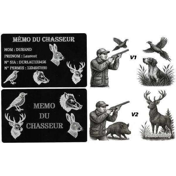 Promo ! Mmo Chasseur en aluminium grav au laser (Recto / Verso)