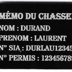 Promo !  Mémo Chasseur porte clé TAG militaire en aluminium gravé au laser (Recto)