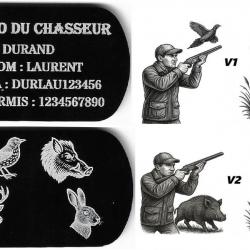 Promo ! Mémo Chasseur porte clé TAG militaire en aluminium gravé au laser (Recto/Verso)
