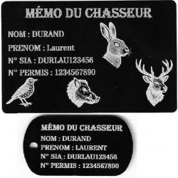 Promo ! Mémo Chasseur + Porté clé TAG militaire en alu gravé au laser (Recto)