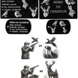 Promo ! Mémo Chasseur + Porté clé TAG militaire en alu gravé au laser (Recto / Verso)
