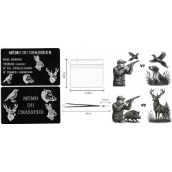 Promo ! Mémo Chasseur en aluminium gravé au laser (Recto / Verso) + Porte badge tour de cou