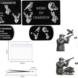 Promo Mémo Chasseur + Porté clé TAG militaire en aluminium gravé au laser (R / V) + Porte badge tour