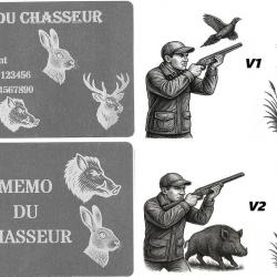 Promo ! Mémo Chasseur Argenté en aluminium gravé au laser (Recto / Verso)