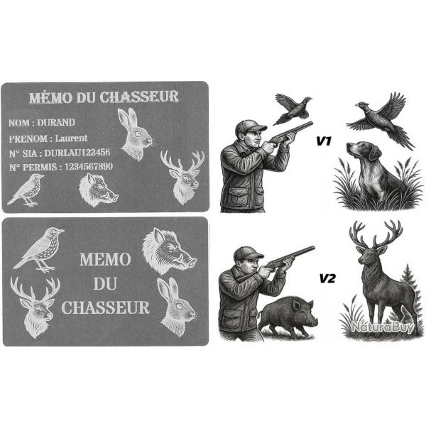Promo ! Mmo Chasseur Argent en aluminium grav au laser (Recto / Verso)