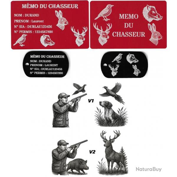 Promo ! Mmo Chasseur rouge + Port cl TAG militaire en aluminium grav au laser (Recto / Verso)