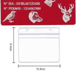 Promo ! Mémo Chasseur rouge en aluminium gravé au laser (Recto) + Porte badge tour de cou