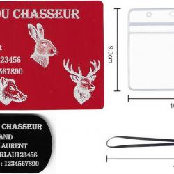 Mémo Chasseur rouge + Porté clé TAG militaire en alu gravé au laser (Recto) + Porte badge tour