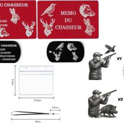 Promo Mémo Chasseur rouge + Porté clé TAG militaire en alu gravé au laser (R / V) + Porte badge tour