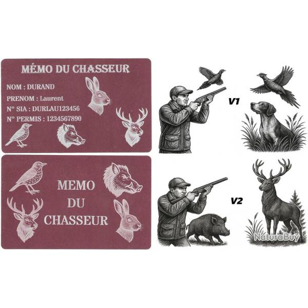 Promo ! Mmo Chasseur rose en aluminium grav au laser (Recto / Verso)