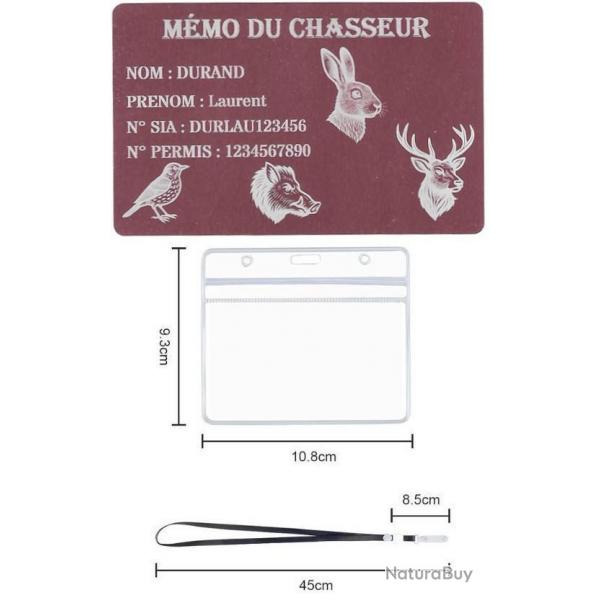Promo ! Mmo Chasseur rose en aluminium grav au laser (Recto) + Porte badge tour de cou
