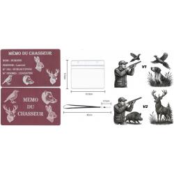 Promo ! Mémo Chasseur rose en aluminium gravé au laser (Recto / Verso) + Porte badge tour de cou