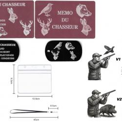 Promo !Mémo Chasseur rose + Porté clé TAG militaire en alu gravé au laser (R / V) + Porte badge tour