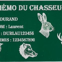 Promo ! Mémo Chasseur vert en aluminium gravé au laser (Recto)