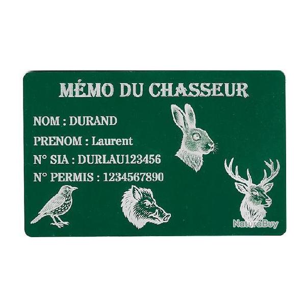 Promo ! Mmo Chasseur vert en aluminium grav au laser (Recto)