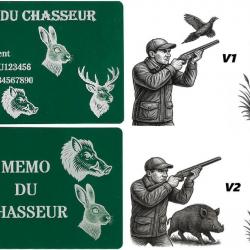 Promo ! Mémo Chasseur vert en aluminium gravé au laser (Recto / Verso)