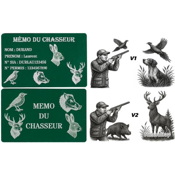 Promo ! Mmo Chasseur vert en aluminium grav au laser (Recto / Verso)