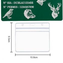 Promo ! Mémo Chasseur vert en aluminium gravé au laser (Recto) + Porte badge tour de cou
