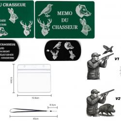 Promo !Mémo Chasseur vert + Porté clé TAG militaire en alu gravé au laser (R / V) + Porte badge tour