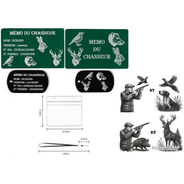 Promo !Mmo Chasseur vert + Port cl TAG militaire en alu grav au laser (R / V) + Porte badge tour