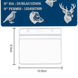 Promo ! Mémo Chasseur bleu en aluminium gravé au laser (Recto) + Porte badge tour de cou