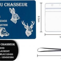 Promo !Mémo Chasseur bleu + Porté clé TAG militaire en alu gravé au laser (Recto) + Porte badge tour