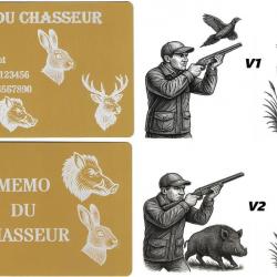 Promo ! Mémo Chasseur doré en aluminium gravé au laser (Recto / Verso)