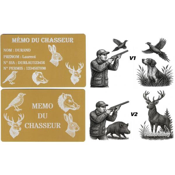 Promo ! Mmo Chasseur dor en aluminium grav au laser (Recto / Verso)