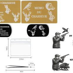 Promo !Mémo Chasseur doré + Porté clé TAG militaire en alu gravé au laser (R / V) + Porte badge tour
