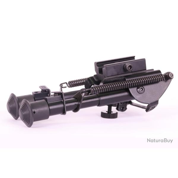 Bipied De Fusil Réglable 13-23" - Style Harris - Noir Aluminium/acier - Pour Rail Picatinny - Neuf Sous Blister