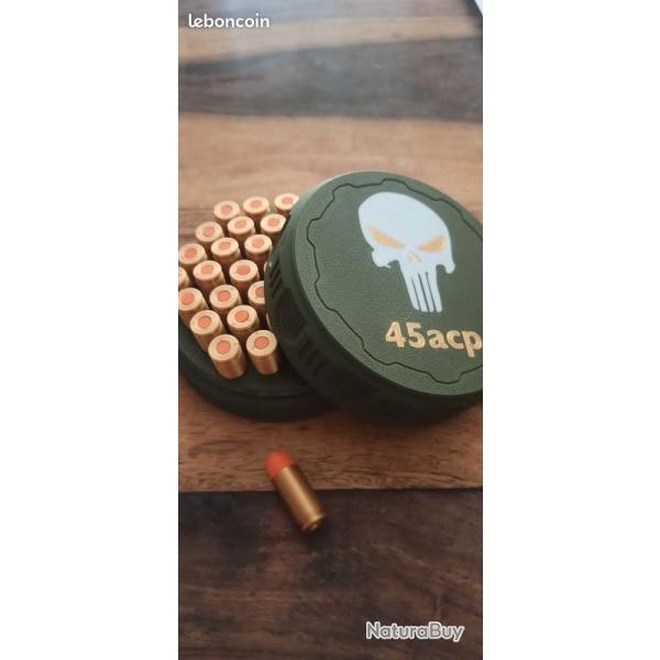 Bote  munitions 45acp, tanche, robuste, empilable, Kaki blanc laiton, 1911 Taurus