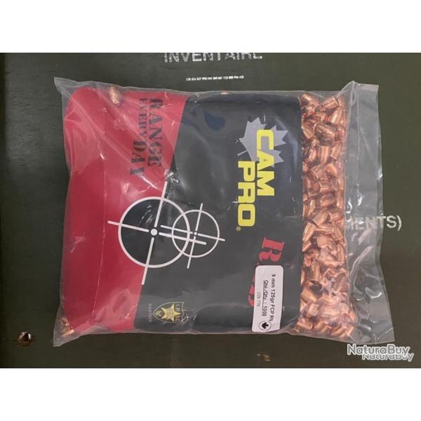 1000 Ogives CamPRO Red Zone 9x19 125GR
