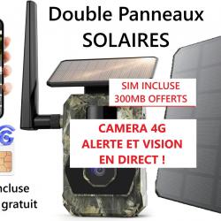 CAMERA 4G Alerte et vidéo en TEMPS REEL, 2 PANNEAUX SOLAIRES, SIM incluse 300MB gratos