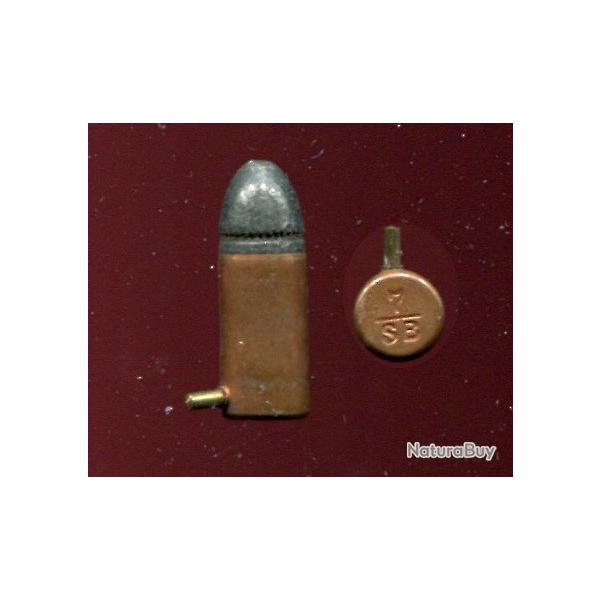 7 mm  broche - beau marquage Sellier & Bellot : 7 SB - tui cuivre - balle plomb une gorge