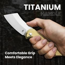 Couteau Pliant Kizer Dawn Gold Sheepsfoot Lame Acier CPM S35VN Manche Titane Frame Lock KI3673A1
