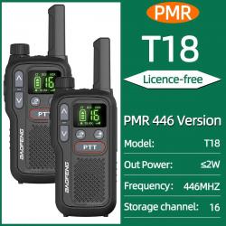 2PCS Baofeng BF-T18 Mini Dual PTT Walkie Talkie Portable PMR FRS License-Free Flashlight NOAA Long R