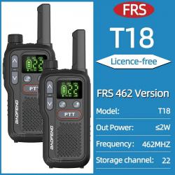 2PCS Baofeng BF-T18 Mini Dual PTT Walkie Talkie Portable PMR FRS License-Free Flashlight NOAA Long R