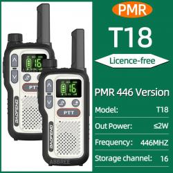 2PCS Baofeng BF-T18 Mini Dual PTT Walkie Talkie Portable PMR FRS License-Free Flashlight NOAA Long R