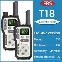 2PCS Baofeng BF-T18 Mini Dual PTT Walkie Talkie Portable PMR FRS License-Free Flashlight NOAA Long R