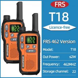 2PCS Baofeng BF-T18 Mini Dual PTT Walkie Talkie Portable PMR FRS License-Free Flashlight NOAA Long R