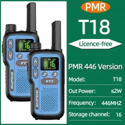 2PCS Baofeng BF-T18 Mini Dual PTT Walkie Talkie Portable PMR FRS License-Free Flashlight NOAA Long R
