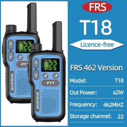 2PCS Baofeng BF-T18 Mini Dual PTT Walkie Talkie Portable PMR FRS License-Free Flashlight NOAA Long R