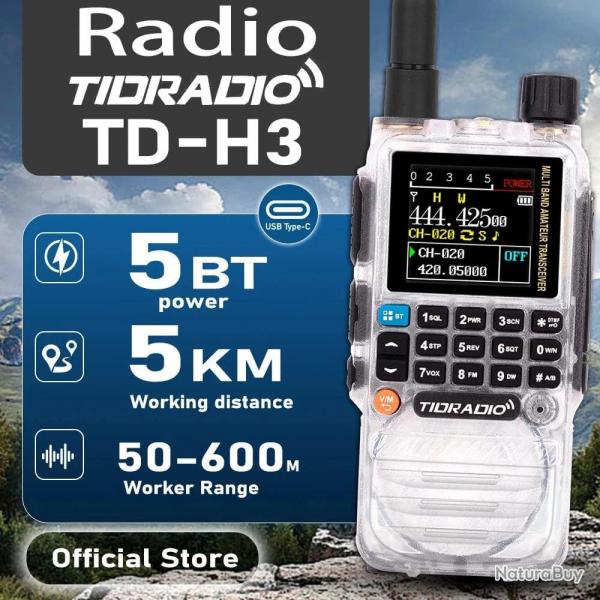 2PCS TIDRADIO H3 Walkie Talkie Two Way Radio Phone APP Wireless Programming Dual PTT Air Band Long R