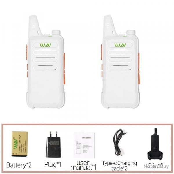 WLN KD-C1 2&4PCS 2W Mini Handy Portable  Walkie Talkie  UHF 400-470 Mhz KD-C1T  Ham Radio Type-C Cha