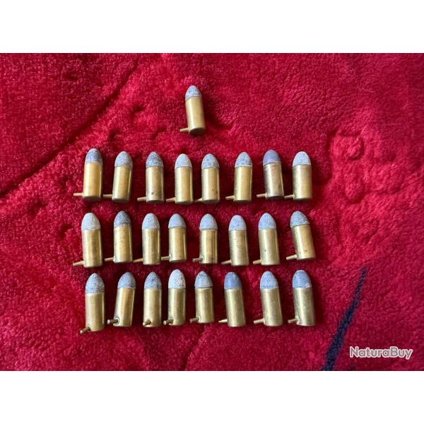 25 Cartouches calibre 7 mm  Broche, pour Rvolver Lefaucheux