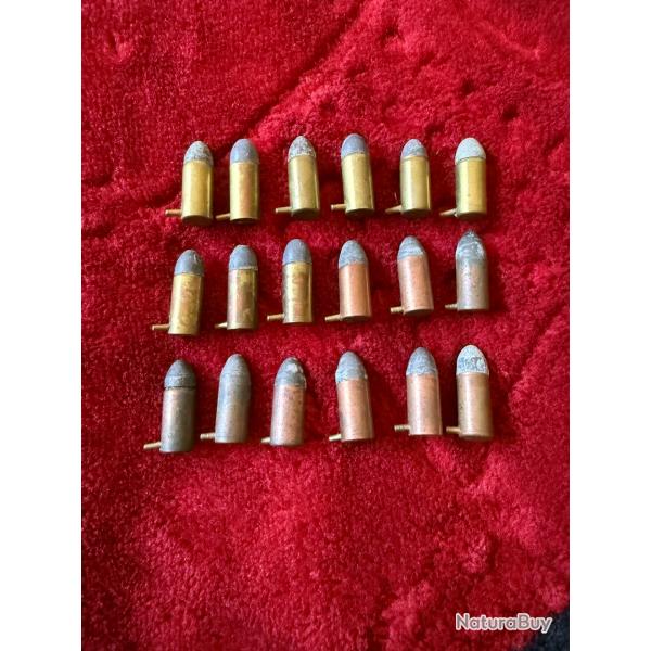 18 Cartouches calibre 7 mm  Broche, pour Rvolver Lefaucheux
