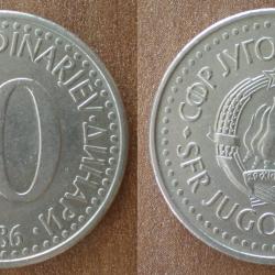 Yougoslavie 10 Dinars 1986 Piece Dinara Embleme