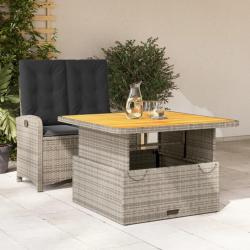 Ensemble à manger de jardin et coussins 2 pcs gris rotin